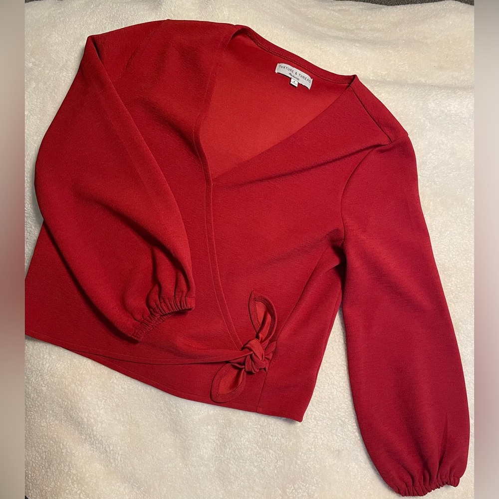 Madewell Texture & Thread Red Wrap Top